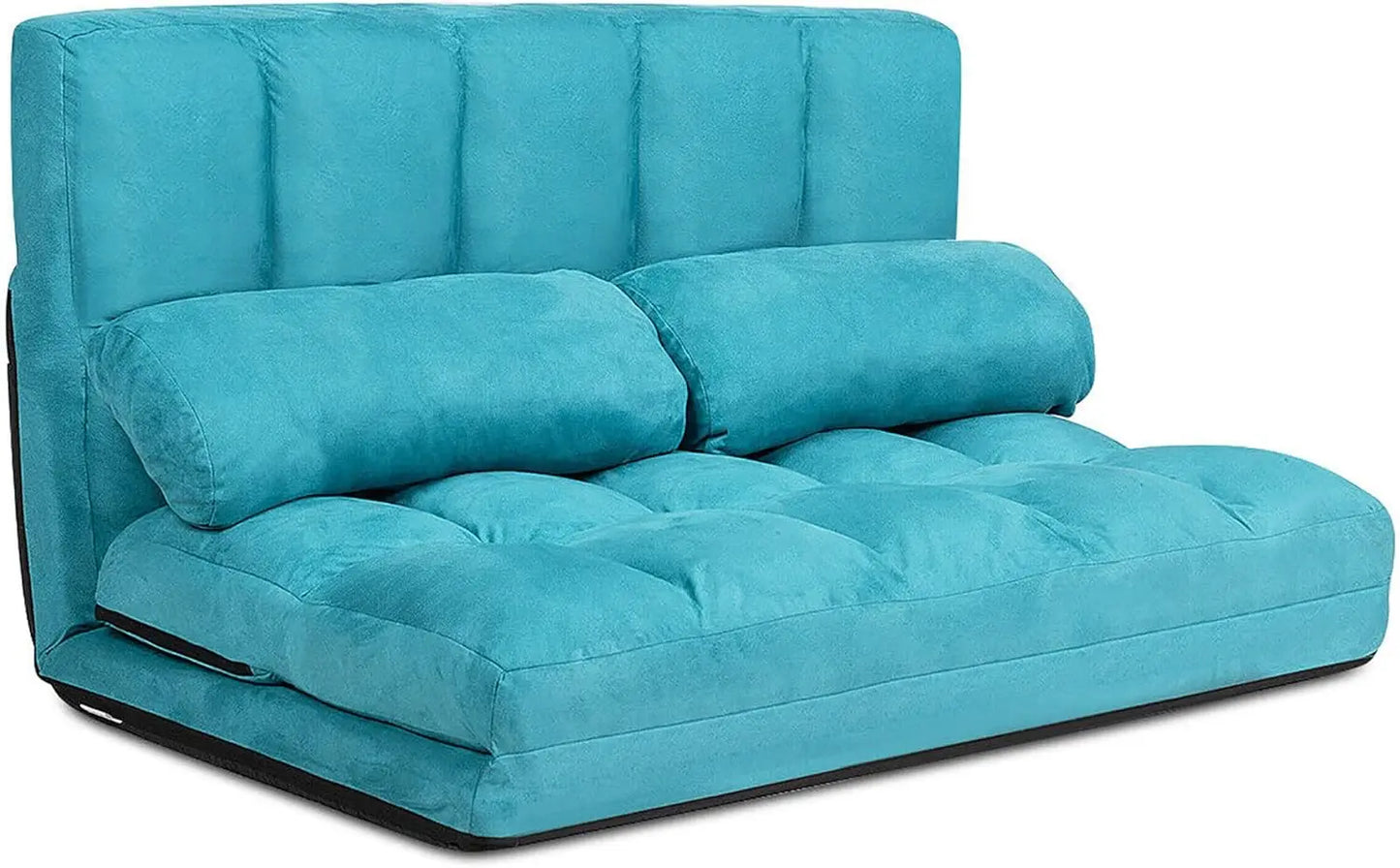 Foldable Floor Sofa, 6-Position Adjustable Lounge Couch with 2 Pillows & Suede Cloth Cover, Modern Lounge Mattress Video