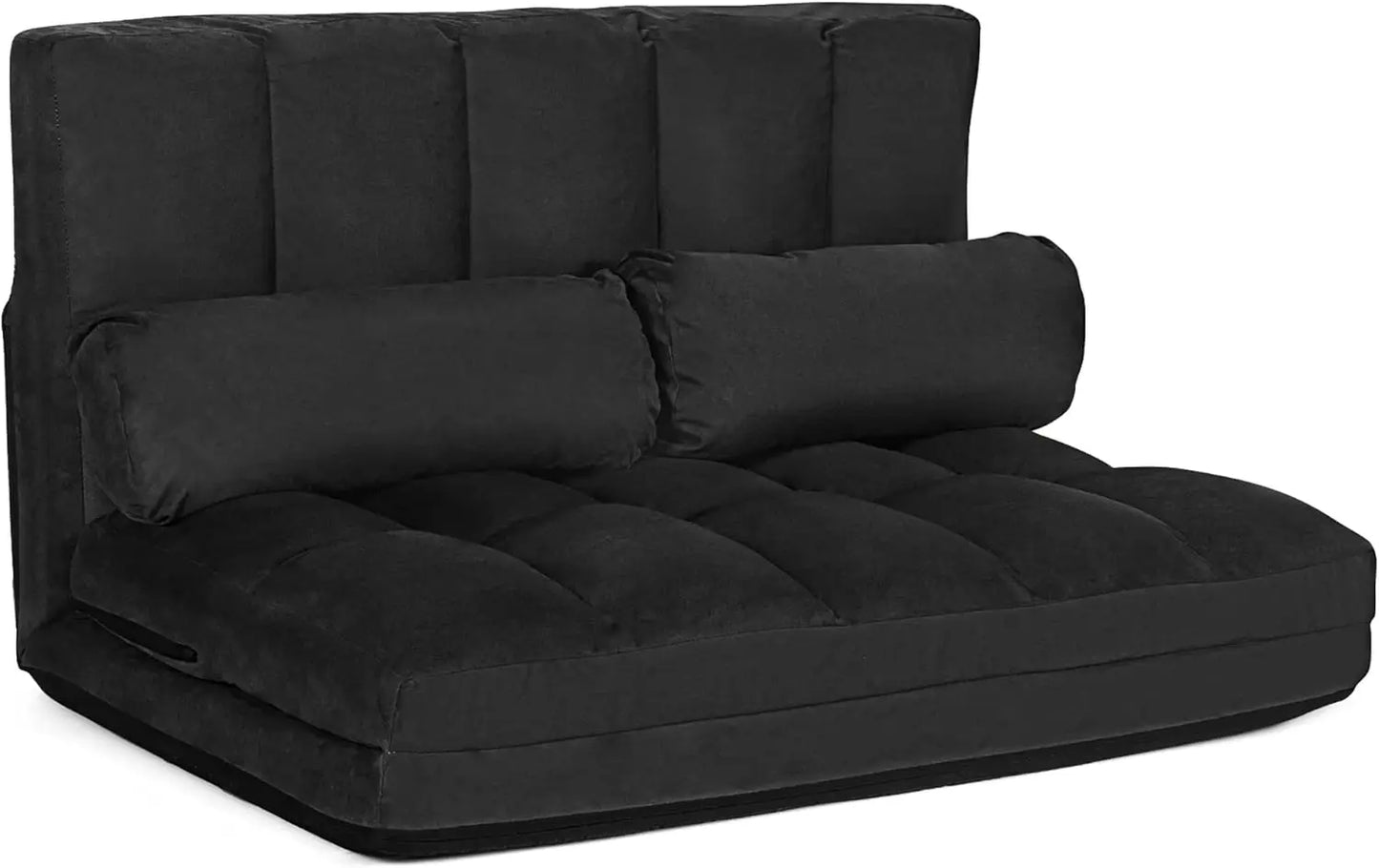 Foldable Floor Sofa, 6-Position Adjustable Lounge Couch with 2 Pillows & Suede Cloth Cover, Modern Lounge Mattress Video