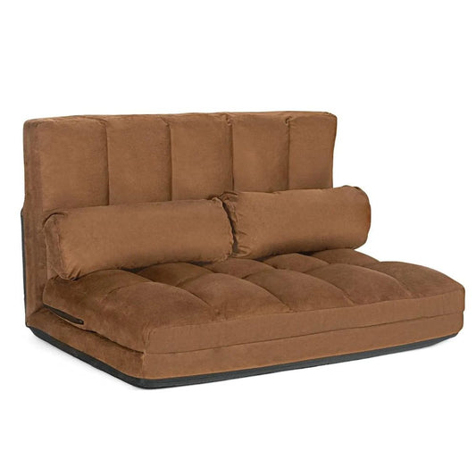 Foldable Floor Sofa, 6-Position Adjustable Lounge Couch with 2 Pillows & Suede Cloth Cover, Modern Lounge Mattress Video